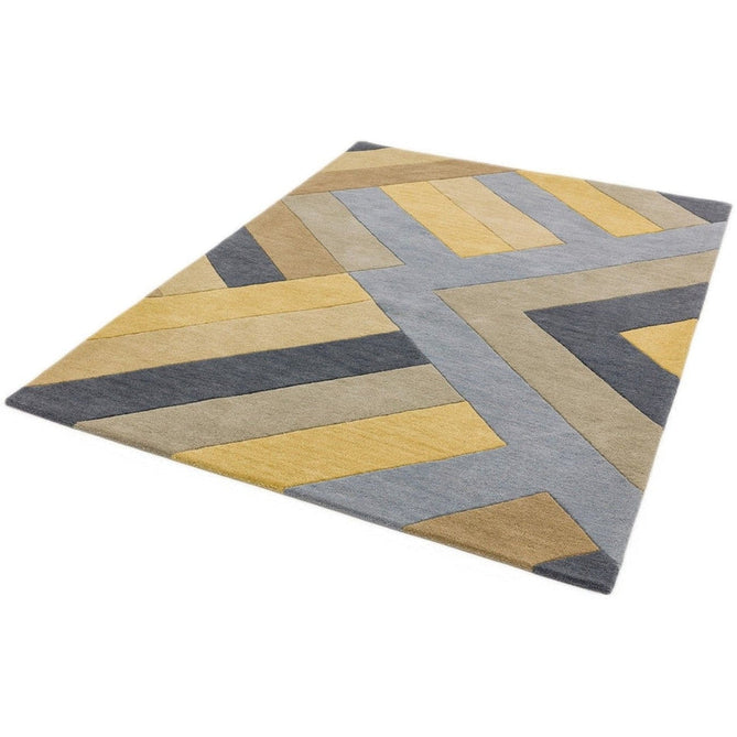 Reef RF02 Big Zig Modern Geometric Hand-Woven Wool Ochre/Grey/Charcoal/Taupe Multicolour Rug-Asiatic Carpets-Rug Love - The Most Loved Rug Store