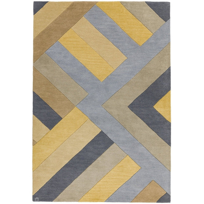 Reef RF02 Big Zig Modern Geometric Hand-Woven Wool Ochre/Grey/Charcoal/Taupe Multicolour Rug-Asiatic Carpets-Rug Love - The Most Loved Rug Store