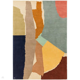 Reef RF14 Abstract Modern Collage Hand-Woven Wool Beige/Grey/Taupe/Muted Multicolour Rug 160 x 230 cm