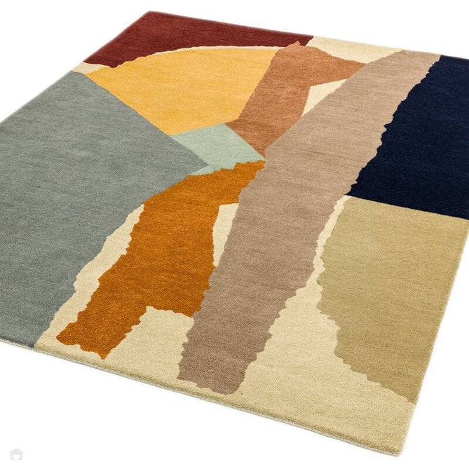 Reef RF14 Abstract Modern Collage Hand-Woven Wool Beige/Grey/Taupe/Muted Multicolour Rug-Asiatic Carpets-Rug Love - The Most Loved Rug Store