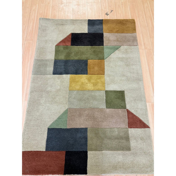 Reef RF15 Modern Geometric Hand-Woven Wool Beige/Muted Multicolour Rug-Asiatic Carpets-Rug Love - The Most Loved Rug Store