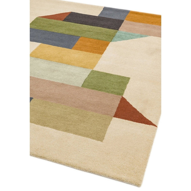 Reef RF15 Modern Geometric Hand-Woven Wool Beige/Muted Multicolour Rug-Asiatic Carpets-Rug Love - The Most Loved Rug Store