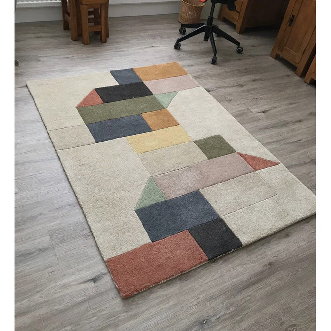 Reef RF15 Modern Geometric Hand-Woven Wool Beige/Muted Multicolour Rug-Asiatic Carpets-Rug Love - The Most Loved Rug Store