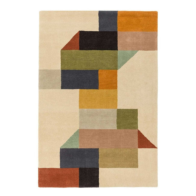 Reef RF15 Modern Geometric Hand-Woven Wool Beige/Muted Multicolour Rug-Asiatic Carpets-Rug Love - The Most Loved Rug Store