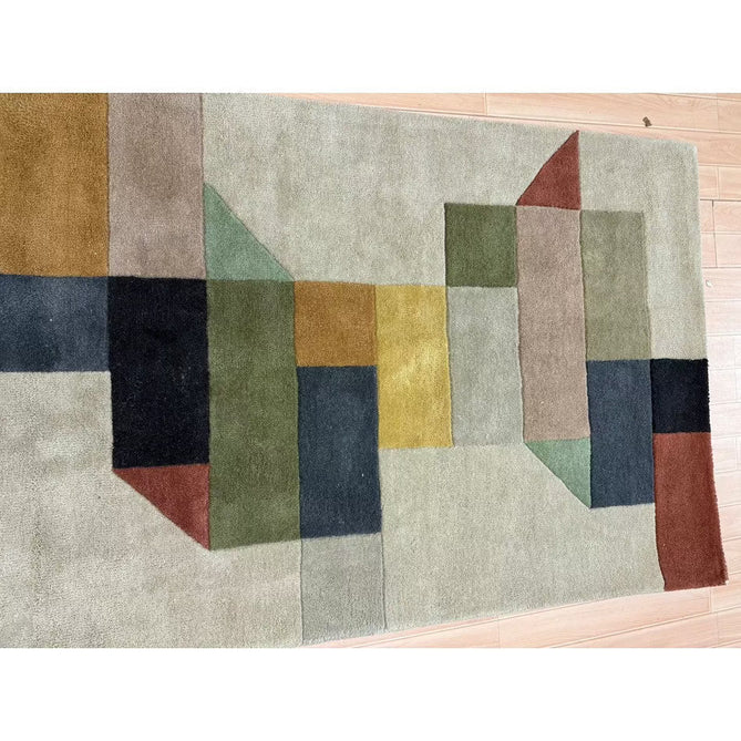 Reef RF15 Modern Geometric Hand-Woven Wool Beige/Muted Multicolour Rug-Asiatic Carpets-Rug Love - The Most Loved Rug Store