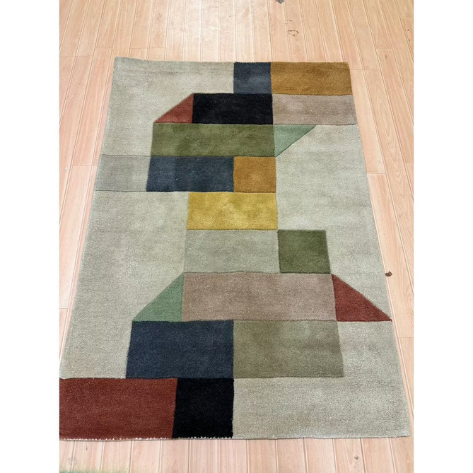 Reef RF15 Modern Geometric Hand-Woven Wool Beige/Muted Multicolour Rug-Asiatic Carpets-Rug Love - The Most Loved Rug Store