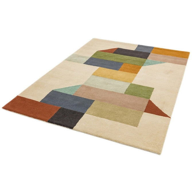 Reef RF15 Modern Geometric Hand-Woven Wool Beige/Muted Multicolour Rug-Asiatic Carpets-Rug Love - The Most Loved Rug Store