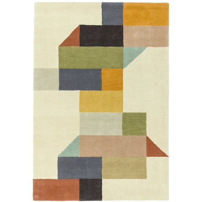 Reef RF15 Modern Geometric Hand-Woven Wool Beige/Muted Multicolour Rug-Asiatic Carpets-Rug Love - The Most Loved Rug Store