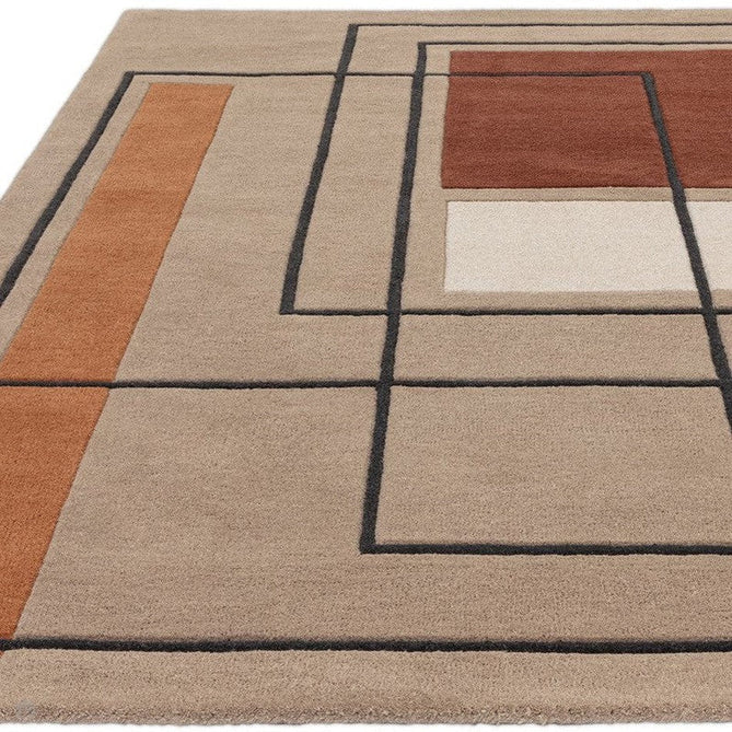 Buy Asiatic Carpets Reef RF20 Outline Modern Geometric Hand-Woven Wool Terracotta/Beige Rug Lowest Price | Rug Love