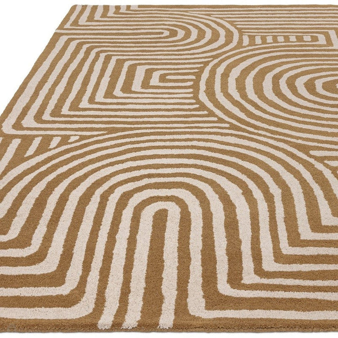 Buy Asiatic Carpets Reef RF28 Curve Modern Geometric Hand-Woven Wool Ochre/Multi Rug Lowest Price | Rug Love