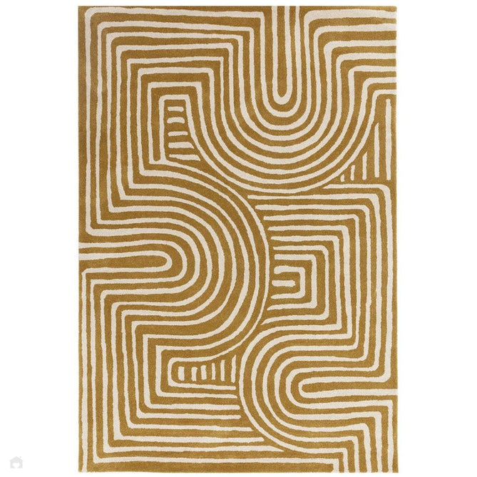 Reef RF28 Curve Modern Geometric Hand-Woven Wool Ochre/Multi Rug-Asiatic Carpets-Rug Love - The Most Loved Rug Store