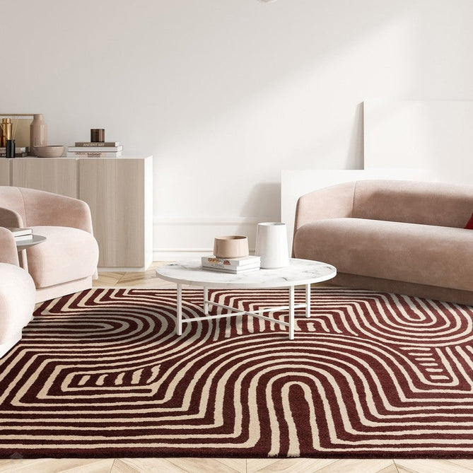 Reef RF29 Curve Modern Geometric Hand-Woven Wool Plum/Multi Rug-Asiatic Carpets-Rug Love - The Most Loved Rug Store