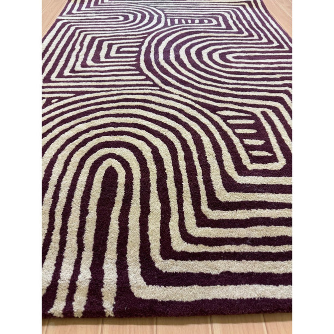 Reef RF29 Curve Modern Geometric Hand-Woven Wool Plum/Multi Rug-Asiatic Carpets-Rug Love - The Most Loved Rug Store