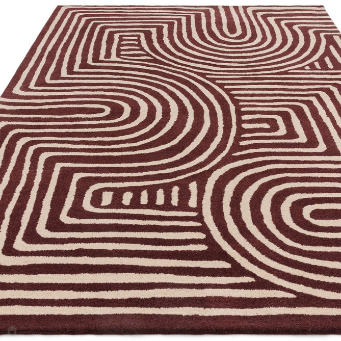 Reef RF29 Curve Modern Geometric Hand-Woven Wool Plum/Multi Rug-Asiatic Carpets-Rug Love - The Most Loved Rug Store