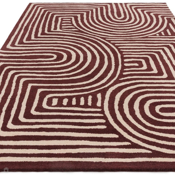 Buy Asiatic Carpets Reef RF29 Curve Modern Geometric Hand-Woven Wool Plum/Multi Rug Lowest Price | Rug Love