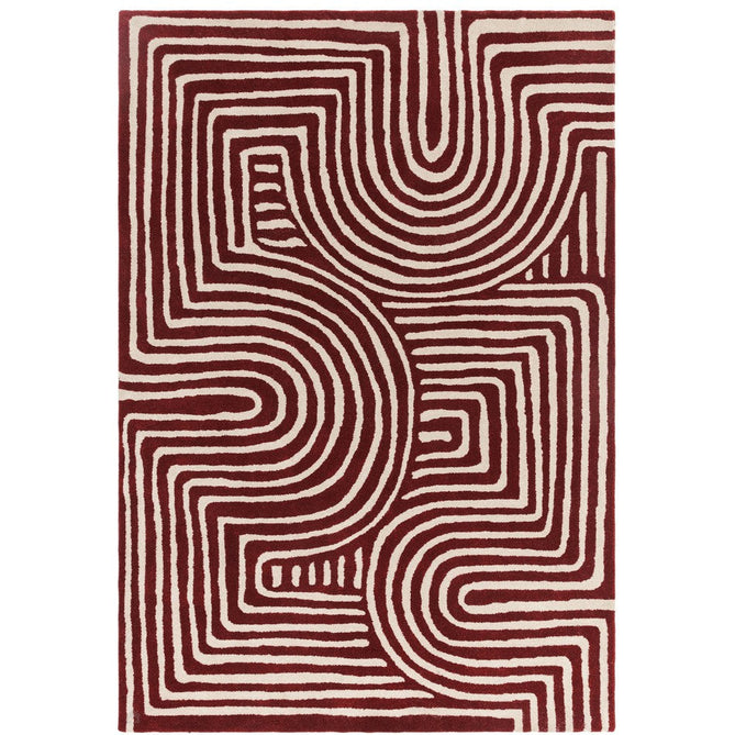 Reef RF29 Curve Modern Geometric Hand-Woven Wool Plum/Multi Rug-Asiatic Carpets-Rug Love - The Most Loved Rug Store