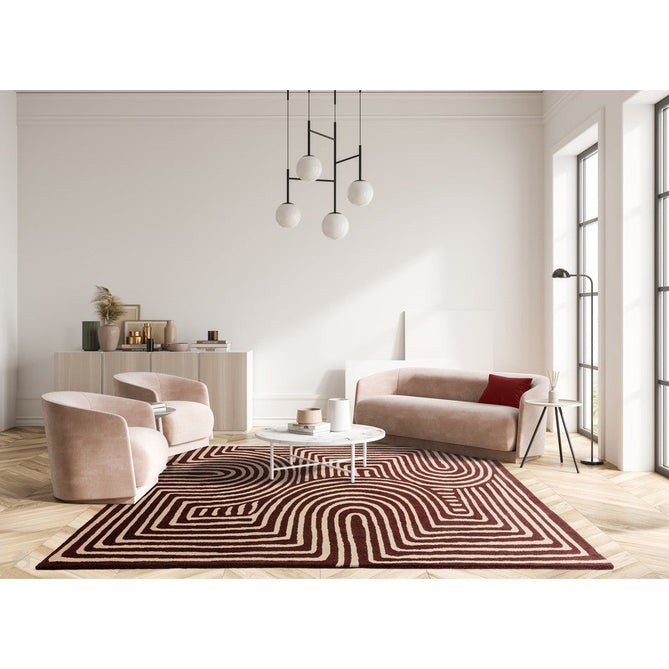 Reef RF29 Curve Modern Geometric Hand-Woven Wool Plum/Multi Rug-Asiatic Carpets-Rug Love - The Most Loved Rug Store