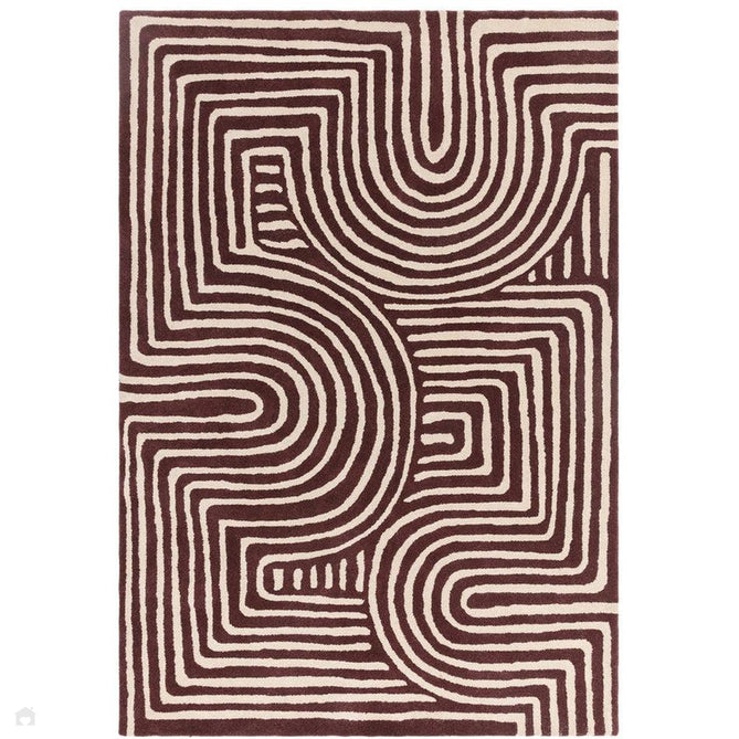 Reef RF29 Curve Modern Geometric Hand-Woven Wool Plum/Multi Rug-Asiatic Carpets-Rug Love - The Most Loved Rug Store