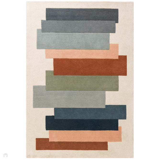 Reef RF32 Stacks Modern Geometric Hand-Woven Wool Green/Multicolour Rug-Asiatic Carpets-Rug Love - The Most Loved Rug Store