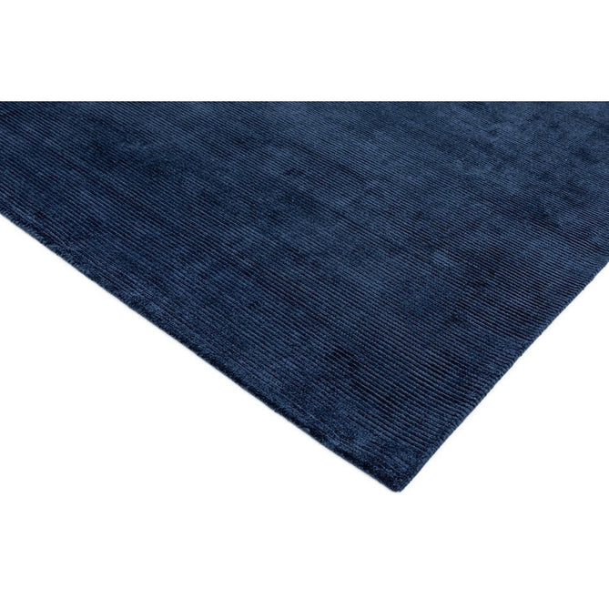 Reko Modern Plain Textured Ribbed Lines Viscose/Cotton Shimmer Flatweave Navy Rug-Asiatic Carpets-Rug Love - The Most Loved Rug Store