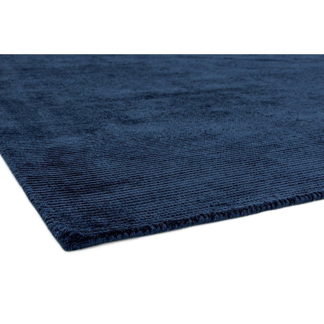 Reko Modern Plain Textured Ribbed Lines Viscose/Cotton Shimmer Flatweave Navy Rug-Asiatic Carpets-Rug Love - The Most Loved Rug Store