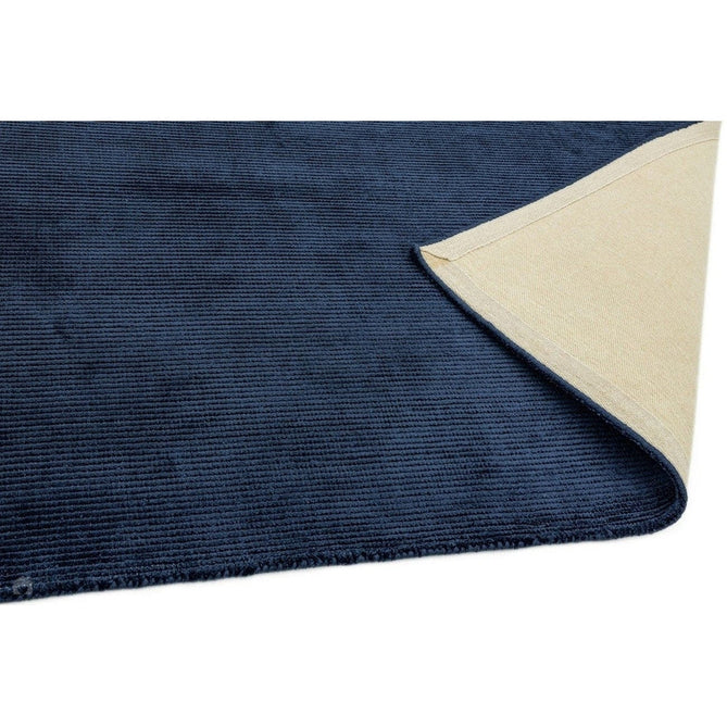 Reko Modern Plain Textured Ribbed Lines Viscose/Cotton Shimmer Flatweave Navy Rug-Asiatic Carpets-Rug Love - The Most Loved Rug Store