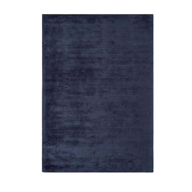 Reko Modern Plain Textured Ribbed Lines Viscose/Cotton Shimmer Flatweave Navy Rug-Asiatic Carpets-Rug Love - The Most Loved Rug Store