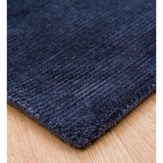 Reko Modern Plain Textured Ribbed Lines Viscose/Cotton Shimmer Flatweave Navy Rug-Asiatic Carpets-Rug Love - The Most Loved Rug Store