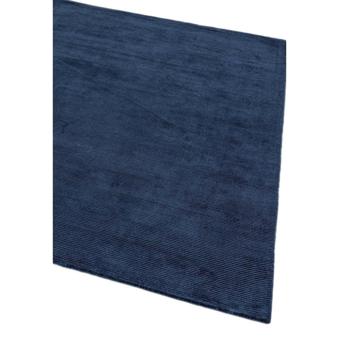 Reko Modern Plain Textured Ribbed Lines Viscose/Cotton Shimmer Flatweave Navy Rug-Asiatic Carpets-Rug Love - The Most Loved Rug Store