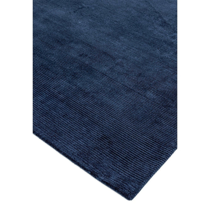 Reko Modern Plain Textured Ribbed Lines Viscose/Cotton Shimmer Flatweave Navy Rug-Asiatic Carpets-Rug Love - The Most Loved Rug Store