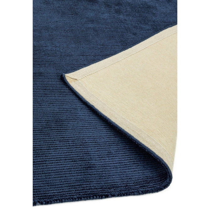 Reko Modern Plain Textured Ribbed Lines Viscose/Cotton Shimmer Flatweave Navy Rug-Asiatic Carpets-Rug Love - The Most Loved Rug Store