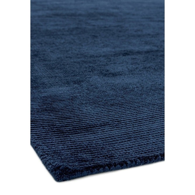 Reko Modern Plain Textured Ribbed Lines Viscose/Cotton Shimmer Flatweave Navy Rug-Asiatic Carpets-Rug Love - The Most Loved Rug Store