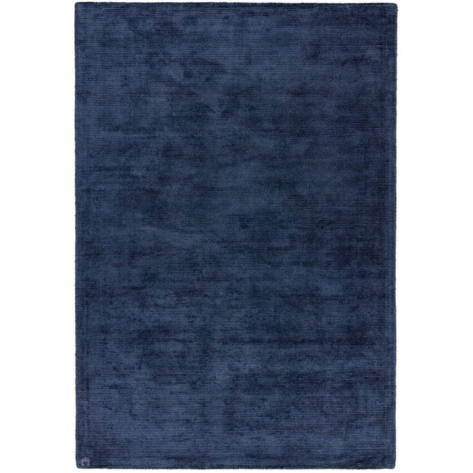 Reko Modern Plain Textured Ribbed Lines Viscose/Cotton Shimmer Flatweave Navy Rug-Asiatic Carpets-Rug Love - The Most Loved Rug Store