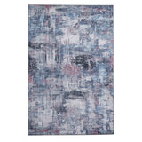 Rio G4719 Modern Abstract Distressed Lightweight Printed Polyester Flatweave Blue/Pink Rug