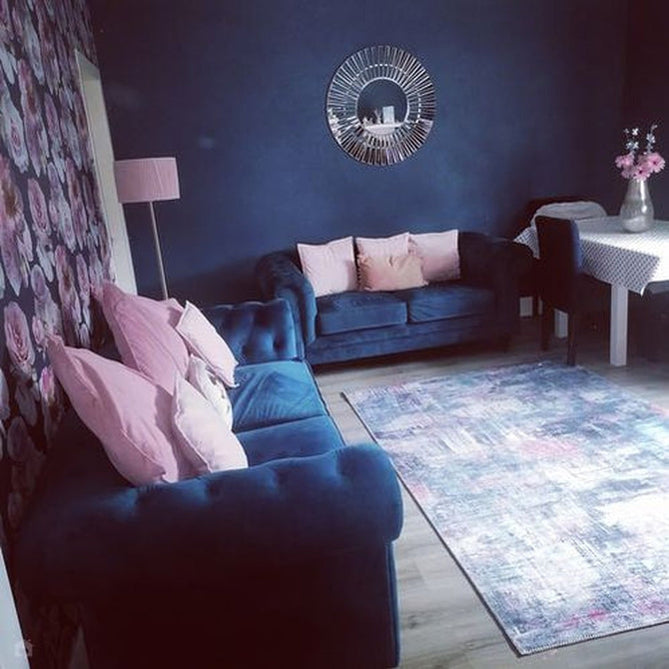 Rio G4719 Modern Abstract Distressed Printed Polyester Flatweave Pink/Blue Rug-Think Rugs-Rug Love - The Most Loved Rug Store