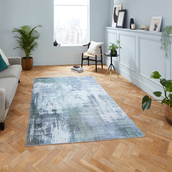 Rio G5536 Modern Abstract Distressed Printed Polyester Flatweave Grey/Green Rug-Think Rugs-Rug Love - The Most Loved Rug Store