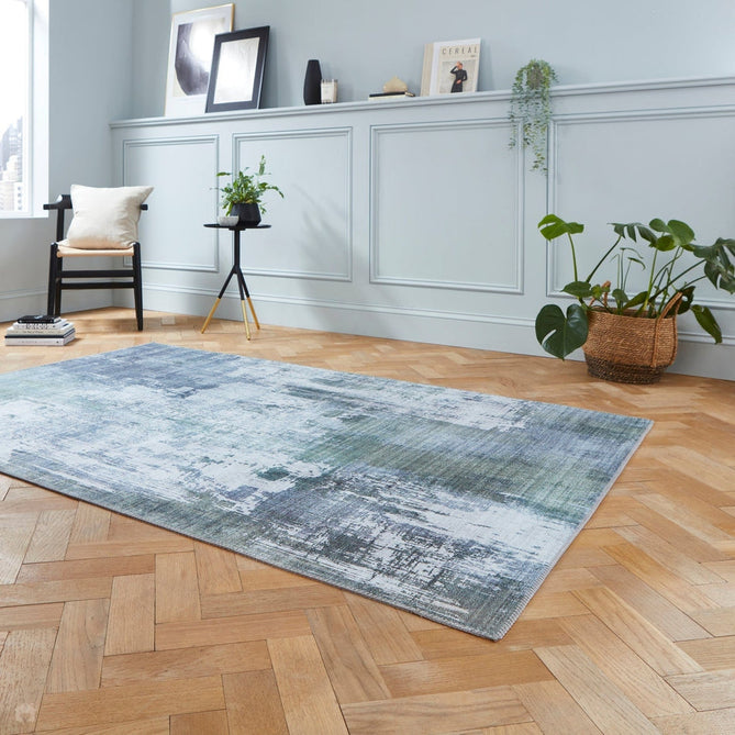 Rio G5536 Modern Abstract Distressed Printed Polyester Flatweave Grey/Green Rug-Think Rugs-Rug Love - The Most Loved Rug Store