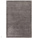 Rise Modern Plain Shimmer Hand-Carved High-Density Heavyweight Hi-Low Border Wool&Viscose Charcoal Grey Rug