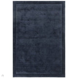 Rise Modern Plain Shimmer Hand-Carved High-Density Heavyweight Hi-Low Border Wool&Viscose Navy Rug