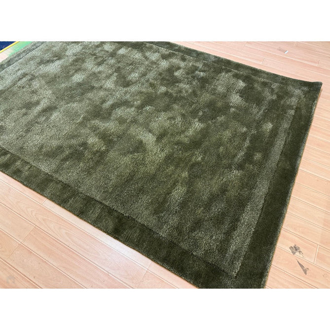 Rise Modern Plain Shimmer Hand-Carved High-Density Heavyweight Hi-Low Border Wool&Viscose Olive Rug-Asiatic Carpets-Rug Love - The Most Loved Rug Store