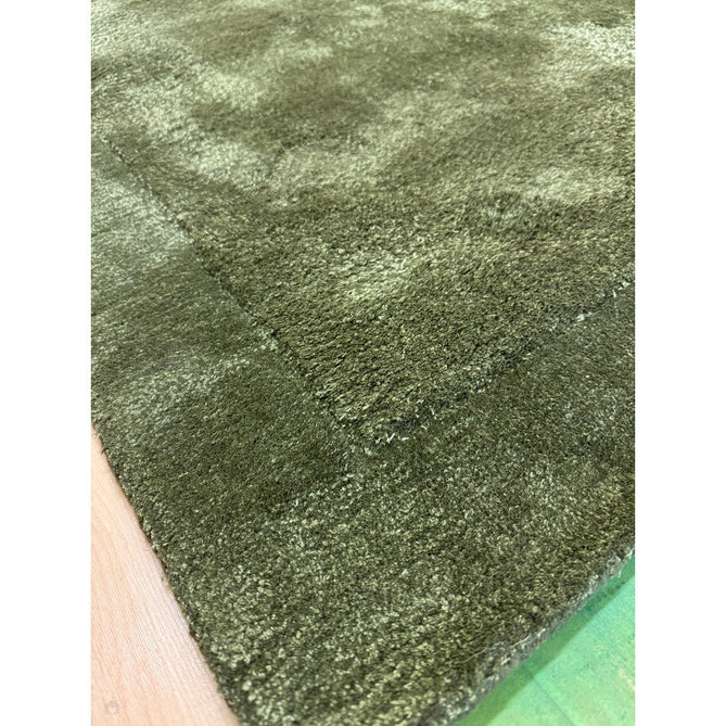 Rise Modern Plain Shimmer Hand-Carved High-Density Heavyweight Hi-Low Border Wool&Viscose Olive Rug-Asiatic Carpets-Rug Love - The Most Loved Rug Store