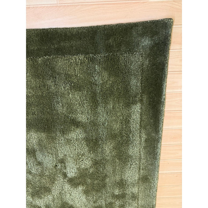 Rise Modern Plain Shimmer Hand-Carved High-Density Heavyweight Hi-Low Border Wool&Viscose Olive Rug-Asiatic Carpets-Rug Love - The Most Loved Rug Store