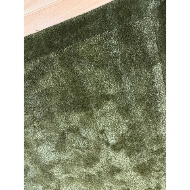 Rise Modern Plain Shimmer Hand-Carved High-Density Heavyweight Hi-Low Border Wool&Viscose Olive Rug-Asiatic Carpets-Rug Love - The Most Loved Rug Store