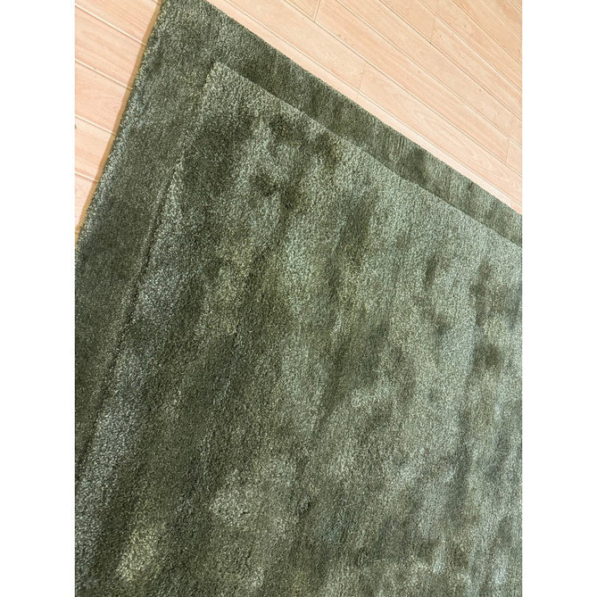 Rise Modern Plain Shimmer Hand-Carved High-Density Heavyweight Hi-Low Border Wool&Viscose Olive Rug-Asiatic Carpets-Rug Love - The Most Loved Rug Store