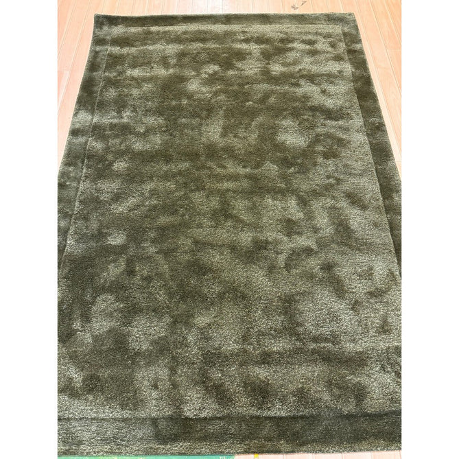 Rise Modern Plain Shimmer Hand-Carved High-Density Heavyweight Hi-Low Border Wool&Viscose Olive Rug-Asiatic Carpets-Rug Love - The Most Loved Rug Store