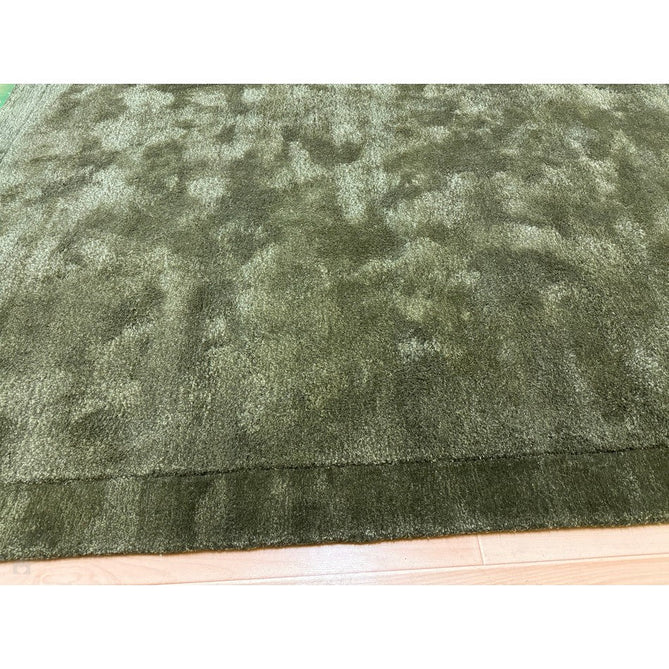 Rise Modern Plain Shimmer Hand-Carved High-Density Heavyweight Hi-Low Border Wool&Viscose Olive Rug-Asiatic Carpets-Rug Love - The Most Loved Rug Store