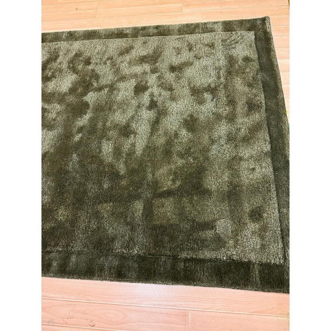 Rise Modern Plain Shimmer Hand-Carved High-Density Heavyweight Hi-Low Border Wool&Viscose Olive Rug-Asiatic Carpets-Rug Love - The Most Loved Rug Store