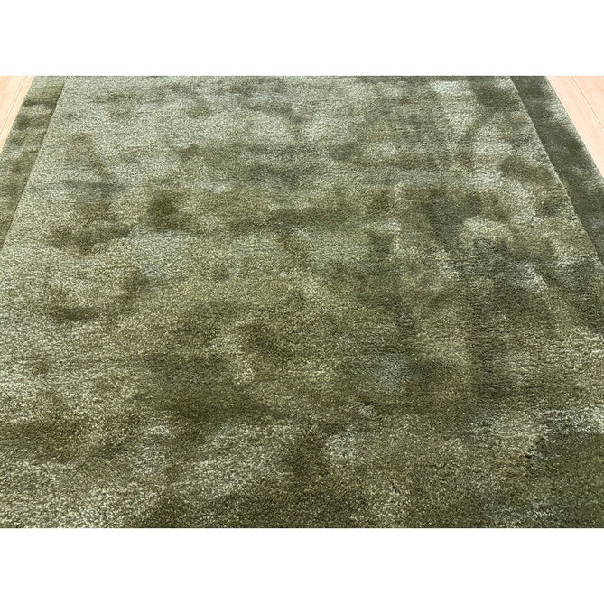 Rise Modern Plain Shimmer Hand-Carved High-Density Heavyweight Hi-Low Border Wool&Viscose Olive Rug-Asiatic Carpets-Rug Love - The Most Loved Rug Store