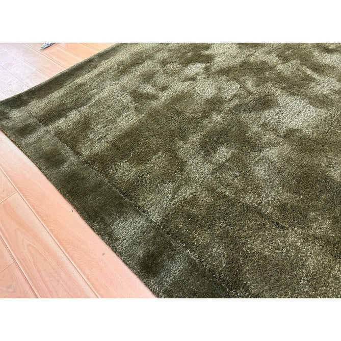 Rise Modern Plain Shimmer Hand-Carved High-Density Heavyweight Hi-Low Border Wool&Viscose Olive Rug-Asiatic Carpets-Rug Love - The Most Loved Rug Store