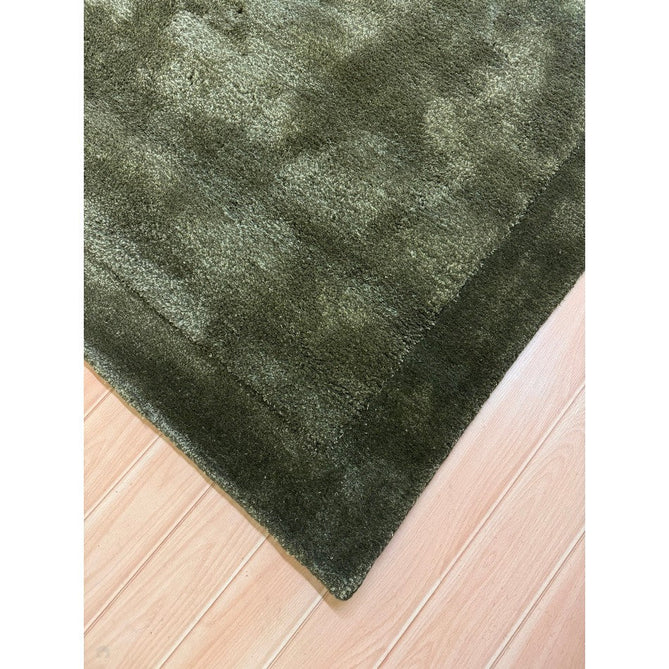 Rise Modern Plain Shimmer Hand-Carved High-Density Heavyweight Hi-Low Border Wool&Viscose Olive Rug-Asiatic Carpets-Rug Love - The Most Loved Rug Store